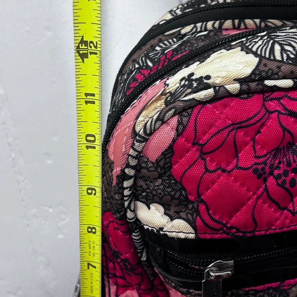 Vera Bradley mocha rouge Quilt Laptop Bag Checkpoint Friendly Floral Travel Tote